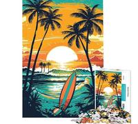 Puzzle da 1000 pezzi per adulti con tavola da surf stile vintage retrò Gioco rilassante per adulti decorazione perfetta e interazione genitore-figlio (dimensioni 38x52cm)
