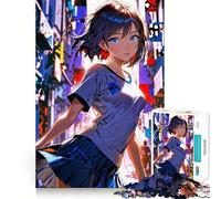 Puzzle da 1000 pezzi per adulti con tema Anime Girl Urban Twilight,gioco di memoria divertente con componenti robusti e di facile taglio, alleviare lo stress (38x52cm)