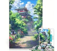Puzzle da 1000 pezzi per adulti con tema anime "Tempio e Sentiero", antistress, di difficoltà elevata, ideale come elemento da aggiungere alla lista dei desideri con Babbo Natale 50x75cm