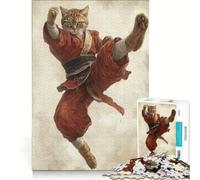 Puzzle da 1000 pezzi per adulti con tema Arti Marziali Kung Fu e Gatto Shaolin decorazione da parete divertimento in casa per rafforzare l'amore di coppia 38x52cm
