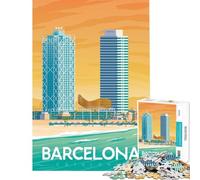 Puzzle da 1000 pezzi per adulti con tema Barcellona poster di viaggio giochi rilassanti giocattoli educativi opere d'arte regalo per vacanze in città e per passare il tempo (dimensioni 50x75cm)