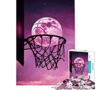 Puzzle da 1000 pezzi per adulti con tema basket luna e cerchio Attività divertenti da fare a casa antistress e rompicapo per ragazzi dai 14 anni in su (50x75cm)