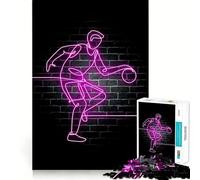 Puzzle da 1000 pezzi per adulti con tema basket,neon,sport,bordi perfetti,gioco cognitivo,regalo,gioco di ozio,attività per compleanno (50x75cm)
