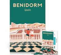Puzzle da 1000 pezzi per adulti con tema Benidorm,Spagna,viaggi,Perfect Edge,gioco cognitivo,regalo,gioco di ozio,attività per compleanno (50x75cm)