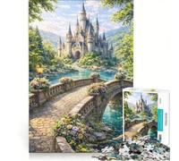 Puzzle da 1000 pezzi per adulti con tema bosco fantastico e architettura di castello, gioco per famiglie, difficile e stimolante, compleanno 50x75cm