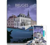 Puzzle da 1000 pezzi per adulti con tema Bruges, Belgio, tema viaggi, sfida difficile, antistress, adatto per la decorazione della scrivania, 38x26cm