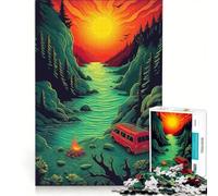 Puzzle da 1000 pezzi per adulti con tema campeggio e avventura in furgone, gioco rilassante, impegnativo da completare, ideale come elemento della lista dei desideri con Babbo Natale, 50x75cm