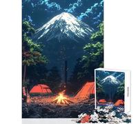 Puzzle da 1000 pezzi per adulti con tema campeggio sotto il Monte Fuji gioco rilassante analisi e logica giocattolo educativo per lo sviluppo intellettuale e la decompressione (50x75cm)