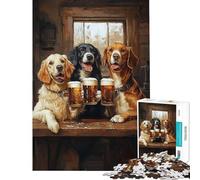 Puzzle da 1000 pezzi per adulti con tema "Cani che fanno il tifo per la birra" gioco educativo gioco intellettuale regalo di compleanno ideale per le vacanze a casa e per passare il tempo (38x26cm)