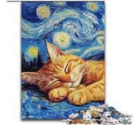 Puzzle da 1000 pezzi per adulti con tema "Cat Night Sky", puzzle per adulti perfetti per il divertimento in famiglia, giochi di società, bomboniere per feste di compleanno, dimensioni 38x26cm