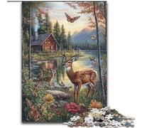 Puzzle da 1000 pezzi per adulti con tema "Cervo nella giungla", collezione di giocattoli, giochi intellettuali e artisti, belle arti (dimensioni 50x75cm)