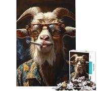 Puzzle da 1000 pezzi per adulti con tema "Cool Goat Vibes" ideale per rilassarsi imparare giocare imparare fare arte un regalo perfetto per le vacanze a casa o per passare il tempo (50x75cm)