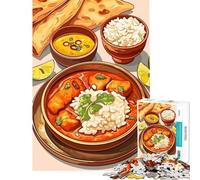 Puzzle da 1000 pezzi per adulti con tema cucina indiana curry riso e naan Gioco rilassante educativo artistico regalo per le vacanze a casa Per passare il tempo (dimensioni 38x52cm)