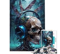 Puzzle da 1000 pezzi per adulti con tema falena della morte teschio e musica gioco educativo per famiglie sfida giocattolo regalo di compleanno (dimensioni 38x26cm)