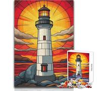 Puzzle da 1000 pezzi per adulti con tema "Faro e Tramonto", gioco creativo di risoluzione dei problemi, idea regalo memorabile e sentita, dimensioni 38x52cm