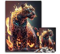 Puzzle da 1000 pezzi per adulti con tema fuoco, fiamme e giaguaro, gioco rompicapo per adolescenti, regalo perfetto per le feste, 26X38CM/10,23x14,96 pollici.