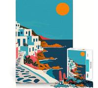 Puzzle da 1000 pezzi per adulti con tema Grecia,viaggi,Mykonos,taglio premium,gioco stimolante per la mente,divertimento e decorazioni natalizie (38x52cm)