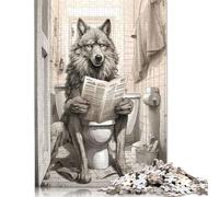 Puzzle da 1000 pezzi per adulti con tema "Lupo da bagno" e attività commerciale. Difficoltà: rafforza le relazioni tra i membri della famiglia (38x26 cm).