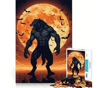 Puzzle da 1000 pezzi per adulti con tema Lupo Mannaro e Luna,gioco di memoria divertente con componenti robusti e ben definiti, alleviare lo stress (38x26cm)
