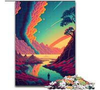 Puzzle da 1000 pezzi per adulti con tema natura psichedelica, in legno, idea regalo per le feste, opera d'arte umoristica, opera d'arte dettagliata 50x75cm per compleanno, festa, Natale, Halloween