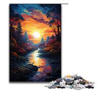 Puzzle da 1000 pezzi per adulti con tema psichedelico colorato del tramonto ideale come regalo per tutta la famiglia 75x50 cm.