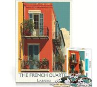 Puzzle da 1000 pezzi per adulti con tema Quartiere Francese e poster di New Orleans, gioco interattivo, interazione genitore-figlio, ideale come regalo per tutta la famiglia 38x52cm