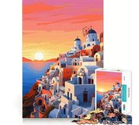 Puzzle da 1000 pezzi per adulti con tema Santorini, Grecia e viaggi, taglio preciso, divertente gioco di logica, svago e attività per compleanni (50x75cm)
