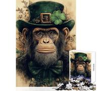 Puzzle da 1000 pezzi per adulti con tema scimpanzé e folletto vintage gioco per famiglie sfida impegnativa giocattolo antistress con poster abbinato e foglio di curiosità (50x75cm)