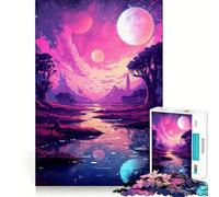 Puzzle da 1000 pezzi per adulti con tema spazio,pianeti e pixel,con incastri fluidi,divertente puzzle logico per un gioco casual a tema natalizio (38x26cm)