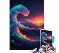 Puzzle da 1000 pezzi per adulti con tema surf prismatico e grandi onde gioco educativo e stimolante regalo di compleanno per tutta la famiglia (dimensioni 50x75cm)
