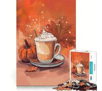Puzzle da 1000 pezzi per adulti con tema zucca, caffè, autunno e amore, un gioco di sfida mentale divertente da fare insieme, con taglio di qualità (50x75cm)