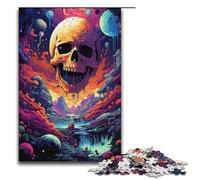 Puzzle da 1000 pezzi per adulti con teschi colorati da dipingere gioco pratico 1000 pezzi (38x26 cm)