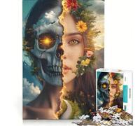 Puzzle da 1000 pezzi per adulti con teschio antico raffigurante donna gioco divertente stimolante da completare per rafforzare l'amore tra le coppie 38x52cm