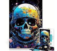 Puzzle da 1000 pezzi per adulti con teschio astronauta nello spazio,decorazione con ritagli precisi,gioco divertente per il tempo libero,regalo di compleanno o hobby (38x52cm)
