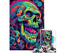 Puzzle da 1000 pezzi per adulti con teschio che si scioglie antistress ideale per migliorare la memoria perfetto come regalo per tutta la famiglia (dimensioni 38x52cm)