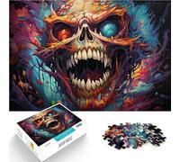 Puzzle da 1000 pezzi per adulti con teschio colorato, gioco educativo sfida per l'intelligenza cerebrale per adolescenti dai 14 anni in su, 26 x 38 cm
