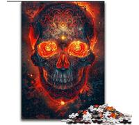 Puzzle da 1000 pezzi per adulti con teschio colorato in legno, perfetto come decorazione fai da te o regalo di compleanno 50x75cm per compleanni, vacanze, Natale e Halloween