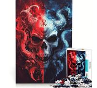 Puzzle da 1000 pezzi per adulti con teschio di fuoco e ghiaccio, gioco interattivo, ideale per genitori e figli, perfetto come regalo per tutta la famiglia 38x26cm