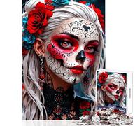 Puzzle da 1000 pezzi per adulti con teschio di zucchero gioco rompicapo decorazione murale per la casa giocattolo per rafforzare l'amore tra le coppie (50x75cm)