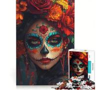 Puzzle da 1000 pezzi per adulti con teschio di zucchero raffigurante una donna gioco educativo attività per famiglie per rafforzare l'amore tra le coppie 50x75cm