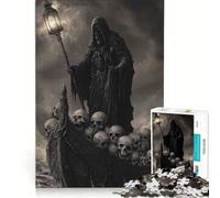 Puzzle da 1000 pezzi per adulti con teschio e barca raffigurante la Morte, giocattolo fai-da-te, per divertimento in famiglia, per rafforzare l'amore tra le coppie 38x52cm
