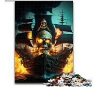 Puzzle da 1000 pezzi per adulti con teschio e nave pirata in legno per il divertimento in famiglia durante i compleanni e le feste di Natale,50x75cm,coinvolgente attività di gioco per la famiglia