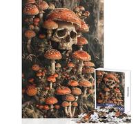 Puzzle da 1000 pezzi per adulti con teschio funghi e tema morte Gioco educativo migliora la memoria antistress e rafforza l'amore tra le coppie (50x75cm)