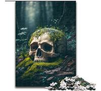 Puzzle da 1000 pezzi per adulti con teschio nella foresta,in legno per il divertimento in famiglia durante i compleanni e le feste di Natale,50x75cm,coinvolgente attività di gioco per la famiglia