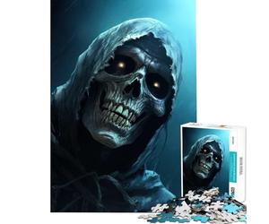 Puzzle da 1000 pezzi per adulti con teschio spettrale che ride gioco educativo e stimolante un'opera d'arte da regalare (dimensioni 38x52cm)