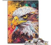 Puzzle da 1000 pezzi per adulti con testa d'aquila colorata in legno, regalo perfetto per genitori, amanti e amici - età 14+ 50x75cm per compleanno, festa, Natale, Halloween