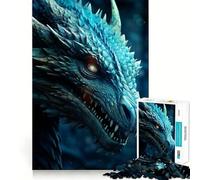 Puzzle da 1000 pezzi per adulti con testa di drago blu,pezzi ben definiti,attività stimolante per la mente,divertimento rilassante,regalo artistico di compleanno 50x75cm
