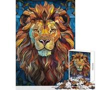 Puzzle da 1000 pezzi per adulti con testa di leone e vetrata artistica gioco pratico per migliorare la memoria decorazione da parete regalo di Natale e compleanno (50x75cm)