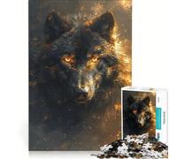 Puzzle da 1000 pezzi per adulti con testa di lupo nero in oro, gioco rompicapo, difficile, per rafforzare l'amore tra le coppie 50x75cm