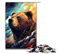 Puzzle da 1000 pezzi per adulti con testa di orso bruno circondata dal cratere puzzle per gioco educativo giocattolo opera d'arte regalo 75x50 cm